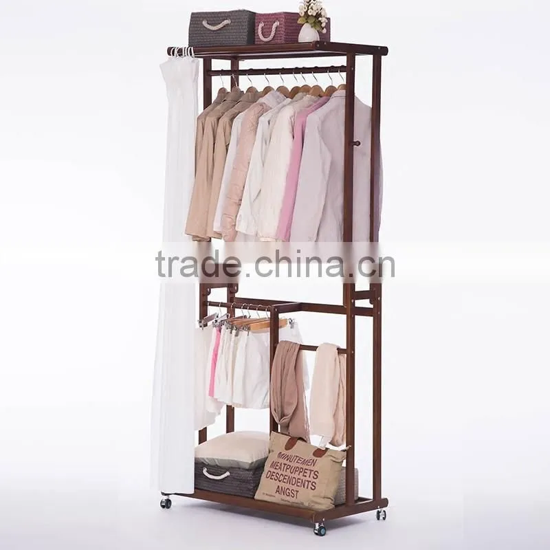 cabinet type wooden coat hanger wooden clothes rack for bedroom
