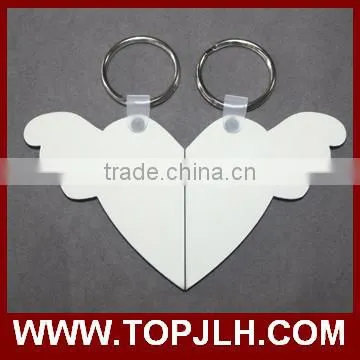 Hot selling sublimation couple lovers' MDF half heart keychain