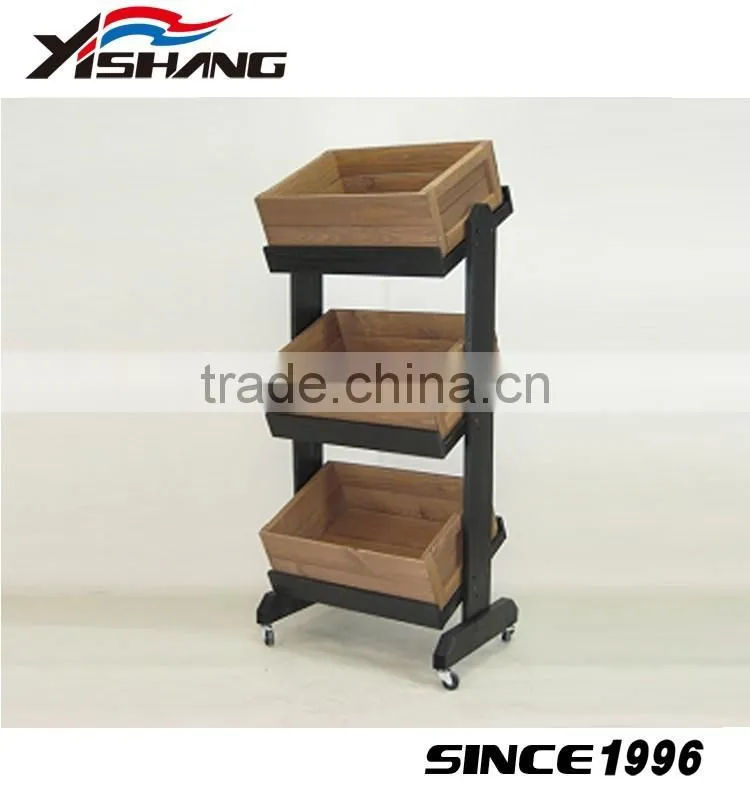 Custom 3 tiers wooden floor standing store candy display
