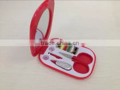 2015 New Design Plastic Needlework tool set Essential Sewing Tools Box Set With Mirror