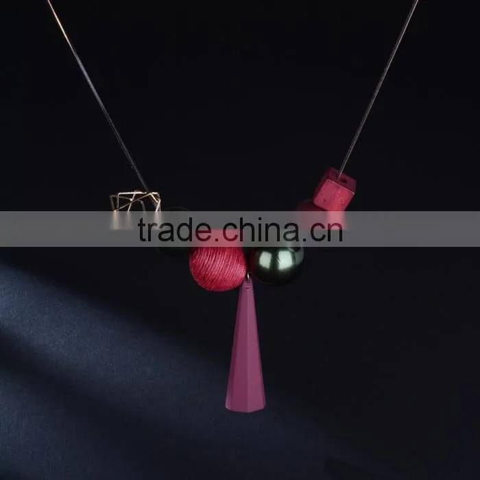 fashion horseshoe strip pendant long necklace square hoop large bead on chain necklace autumn winter long sweater necklace