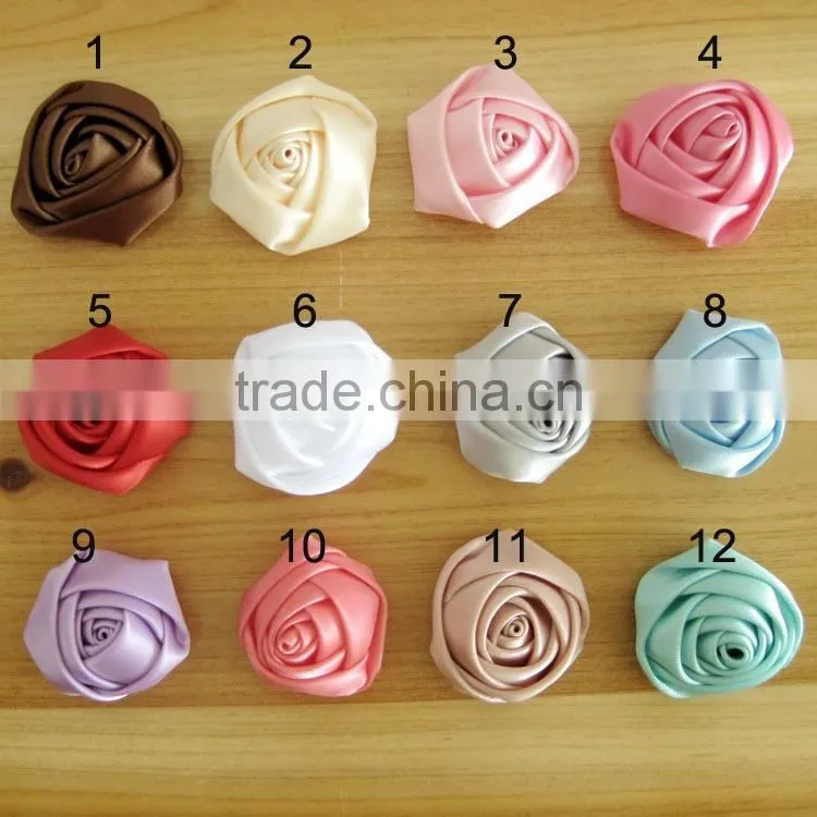 handmade satin rose flower headband for kids hair accessories