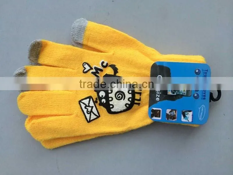 customize any colors printing 3 fingers touch screen gloves
