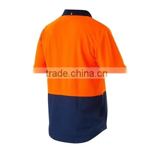Custom Workwear Spliced Cotton Hi Vis Back Short Sleeve work t-shirt Polo