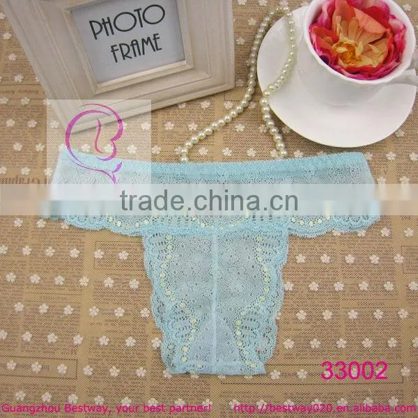 Sexy girls transparent mix lace thong