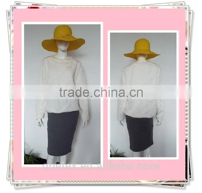 Ladies' jacquard fabric O-neck sweatshirt