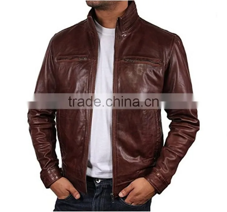 2017 wholesale fashional man genuine leather jacket