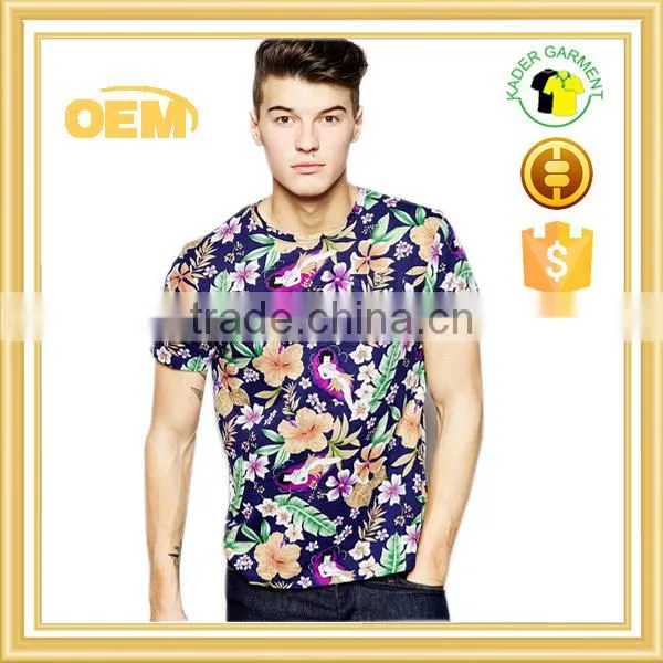 Custom all over sublimation printing floral t shirts for men