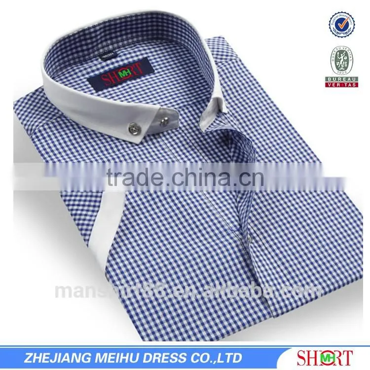 Elegant contrast color button down short sleeve casual shirt for men