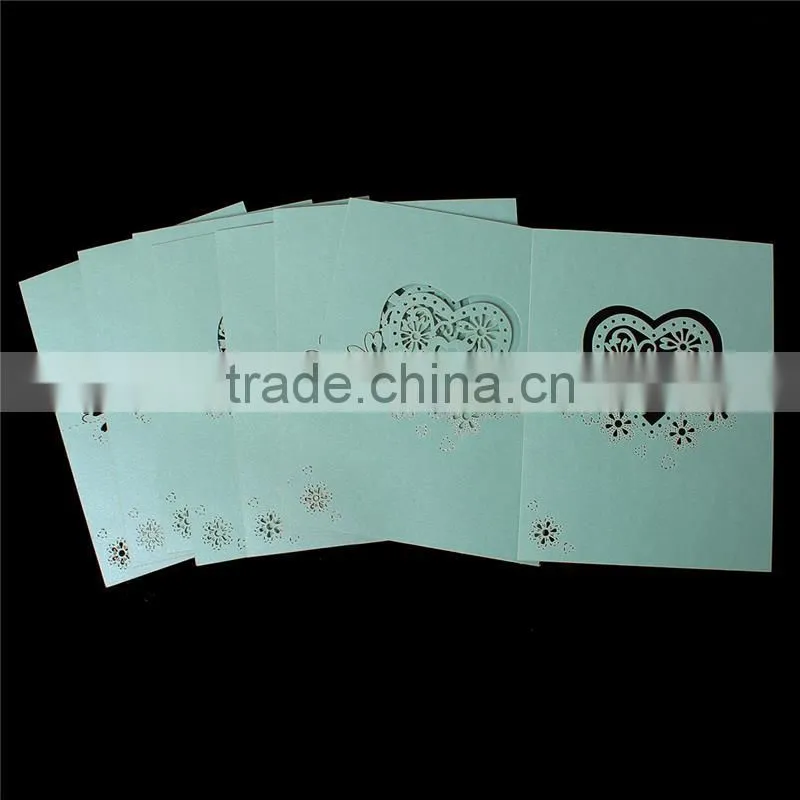 Paper Wedding Party Name Place Cards Heart Hollow Mint Green