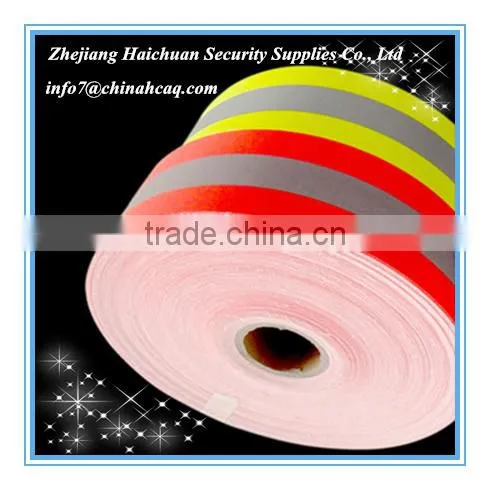 Fluorescent Warning Fire Retardant Reflective Fabric Tape For Safety Wear