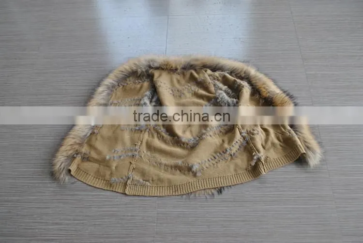 YR645 Unique Design Rabbit and Raccoon Real Fur Vest