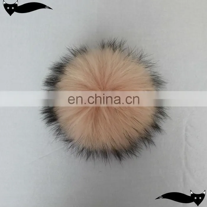 Genuine chintz rose 13cm raccoon fur pom poms