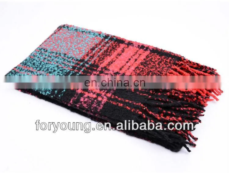 plaid acrylic winter woven shawls