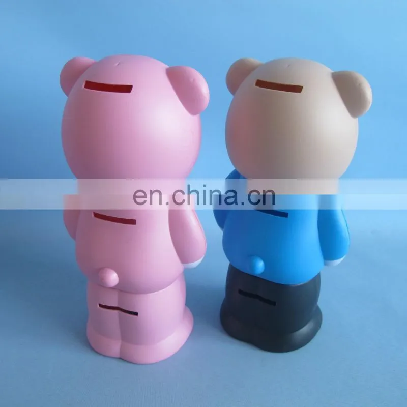 Plastic cartoon bear bank coin for kids