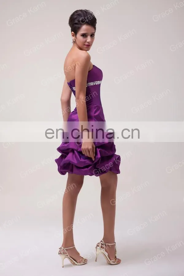 Grace Karin Girls Beautiful Sexy Off Shoulder Sweetheart Neckline Short Puffy Purple Cocktail Dresses CL3143