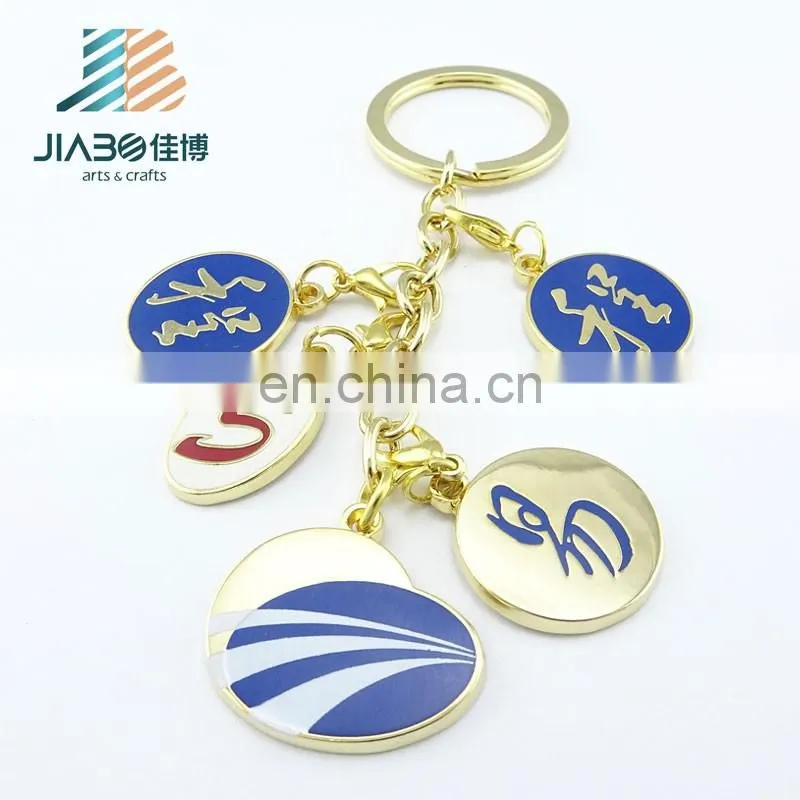 promotional custom made gold plating enamel metal keychain