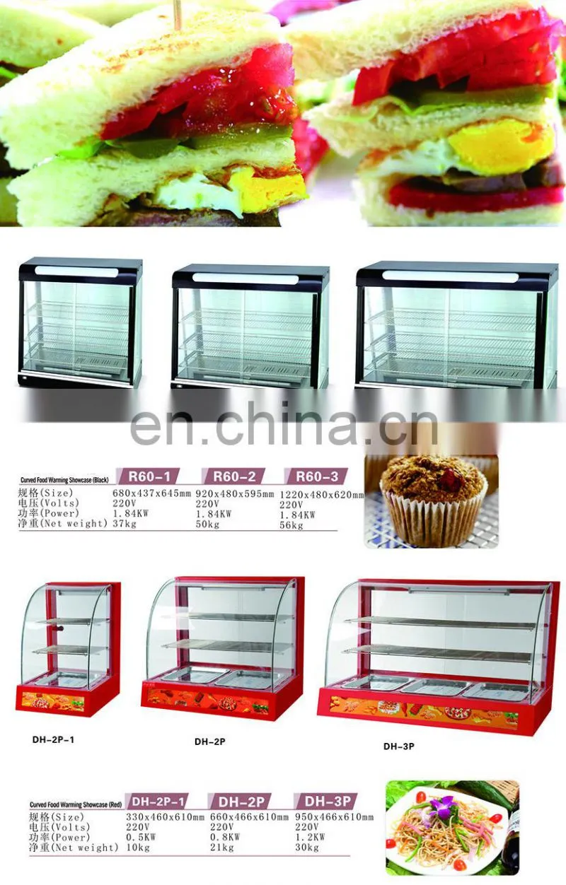Vertical Toughened Glass Four Layer Hot Air Circulation Thermal Insulation Display Cabinet Warmer Showcase With Roller Shutter