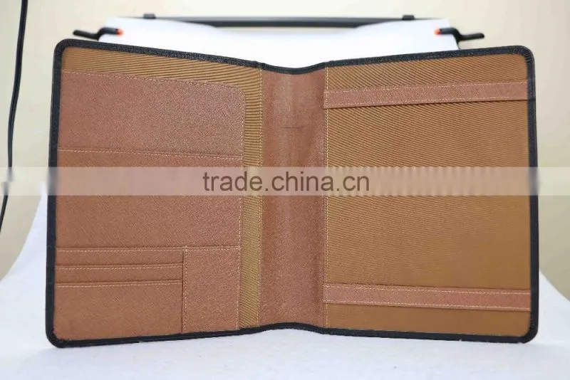 Wholesale High Quality Custom Zip A4 Size Genuine Saffiano Leather Office File Bag Document Folder Notebook