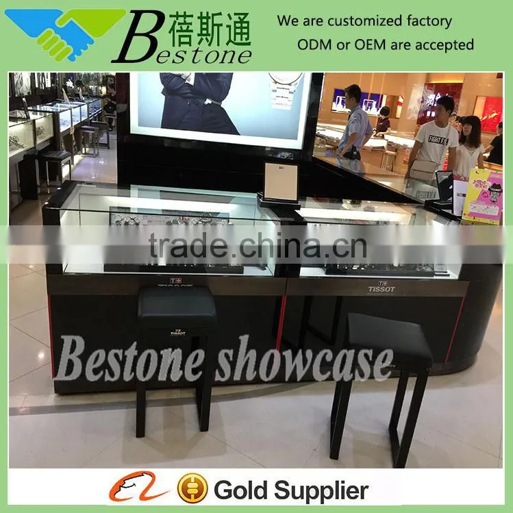 high quality acrylic wooden display counter cabinet for watch jewelry retail shop