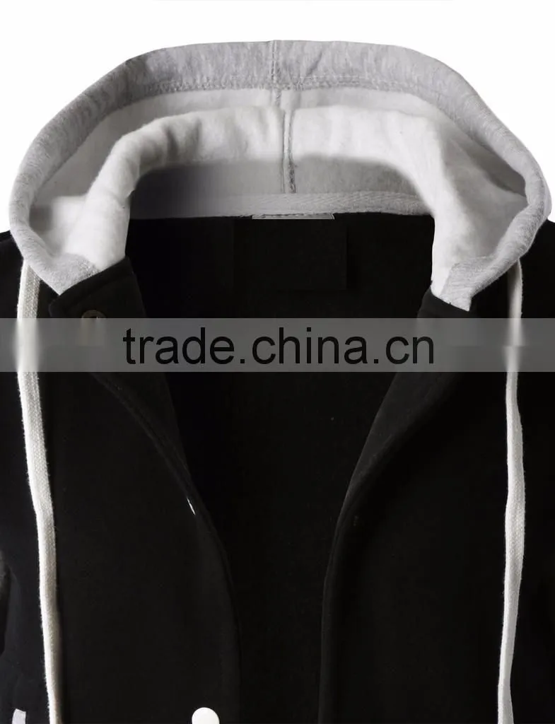 Letterman Varsity Baseball Hoodie Mens Jacket - Removable Hood
