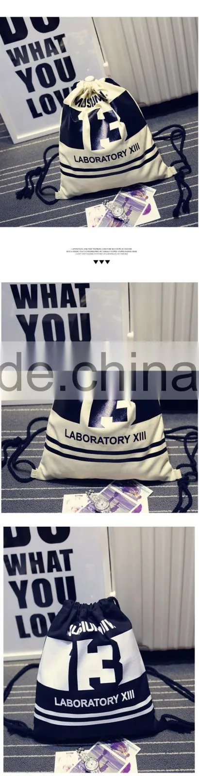 Drawstring cheap draw string canvas backpacks cartoon pattern school backpack
