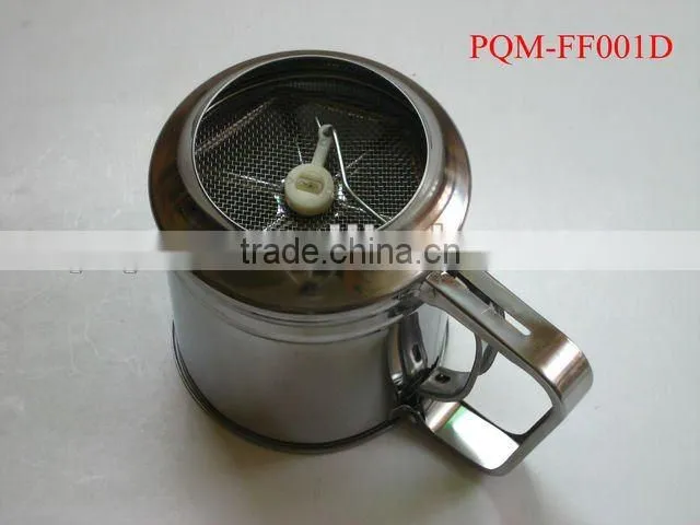 Durability passing FDA 9.8* 11 cm hand pressing stainless steel flour sifter with 1 lays meshes 001D