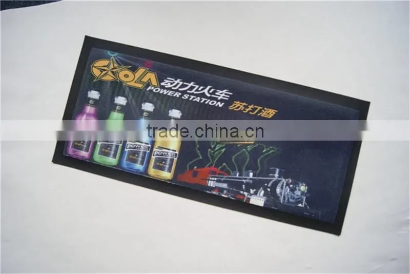 Customized lLED bar mat with full color printing, super water absorb rubber LED bar mat
