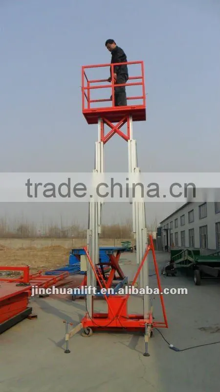 double mast aluminum alloy man lift equipment /hydraulic mobile telescoping elevated platforms12m 200kgcapacity