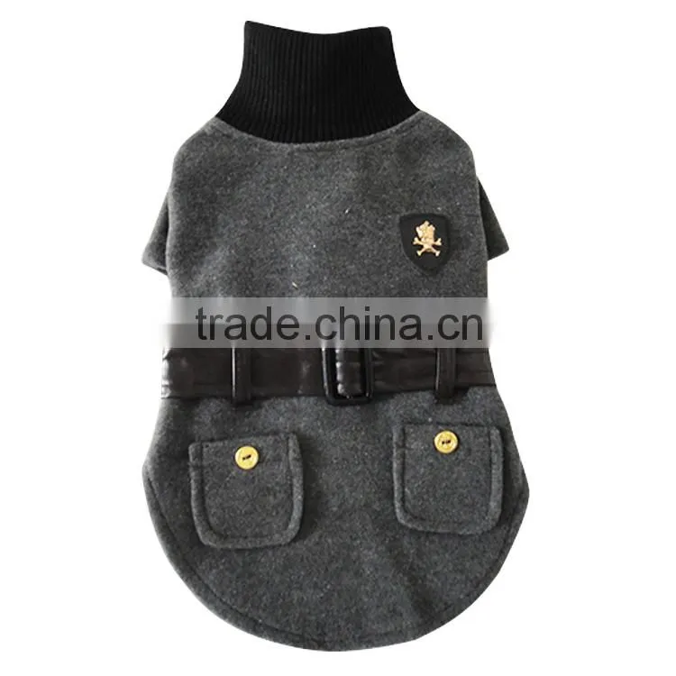 British Style Wasp-waisted Woolen Cloth Dog Coat fit for Spring Autumn and Winter