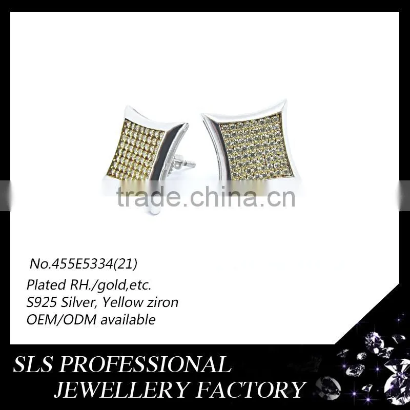 Silver designer jewelry wholesale new model width 8*8mm hip hop earrings for men