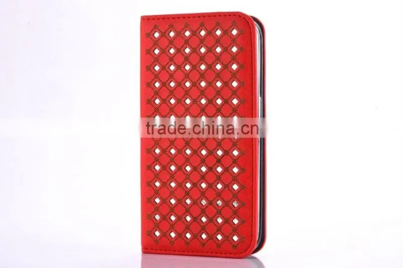colorful laser carving case hollow out leather case for Samsung S7