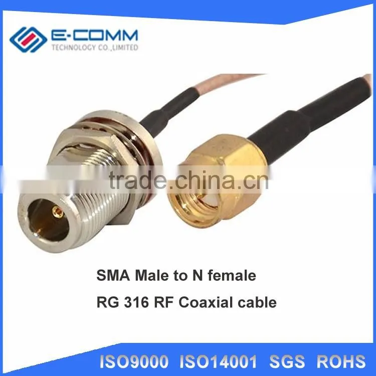 High quality N to SMA Pigtail Cable SMA Male to N Female Bulkhead o-ring Connector Extension Pigtail Cable RG316