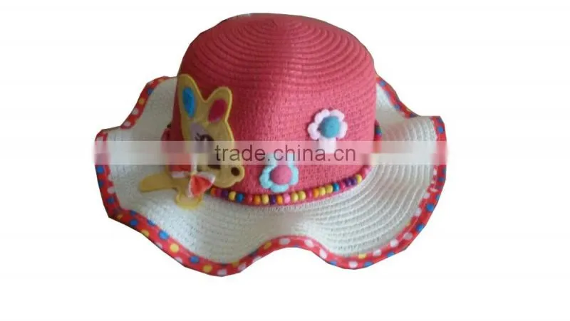 CM-TN-003 beautiful flower straw paper hat for girls