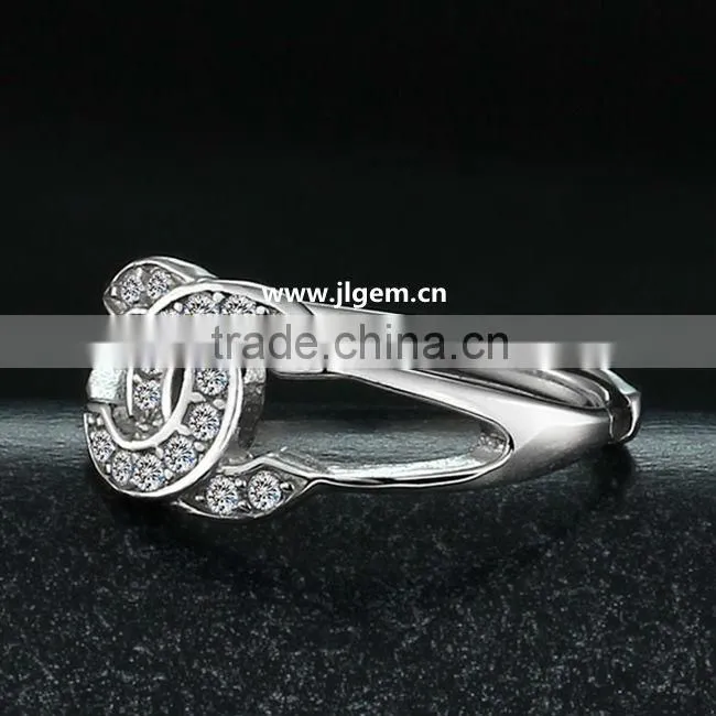 Dubai Fashion 925 Sterling Silver Rings Letter C Decorated With CZ Gemstone
