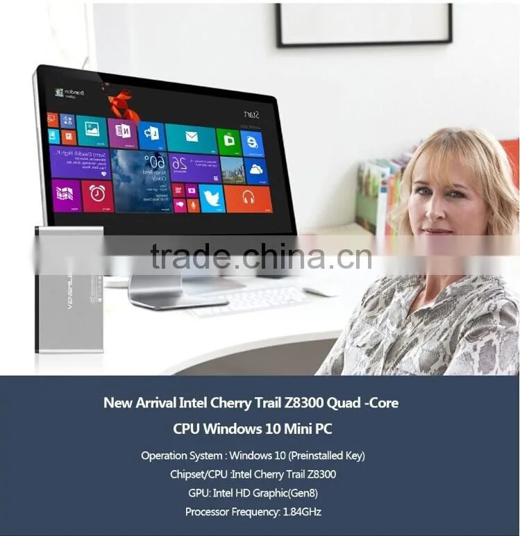 Vensmile IPC002 Plus All in one Mini PC with Win10 and Intel Cherry Trail Z8300 Mini PC