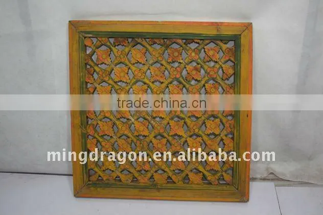 chinese antique colorful square carved screen