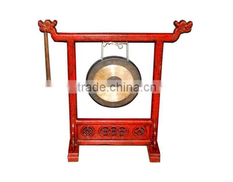 Chinese Antique Carving Brass Gong Stand