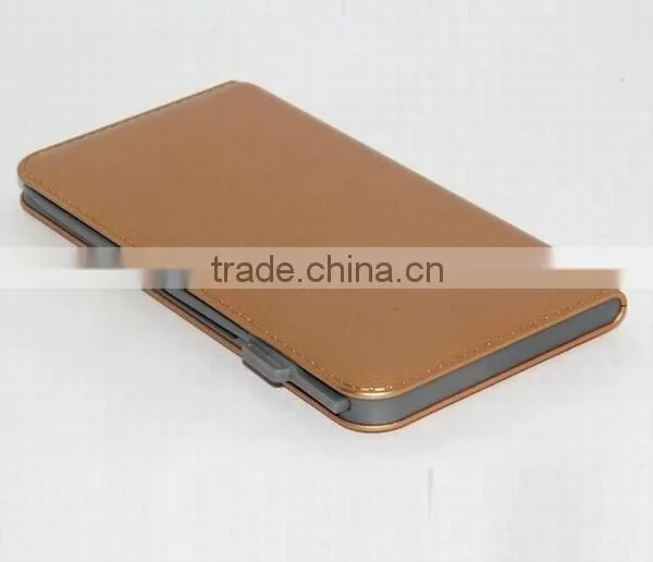 AWC455 8000mAh Leather Built In Input and Output Cable Power Bank Mobile Power Pack