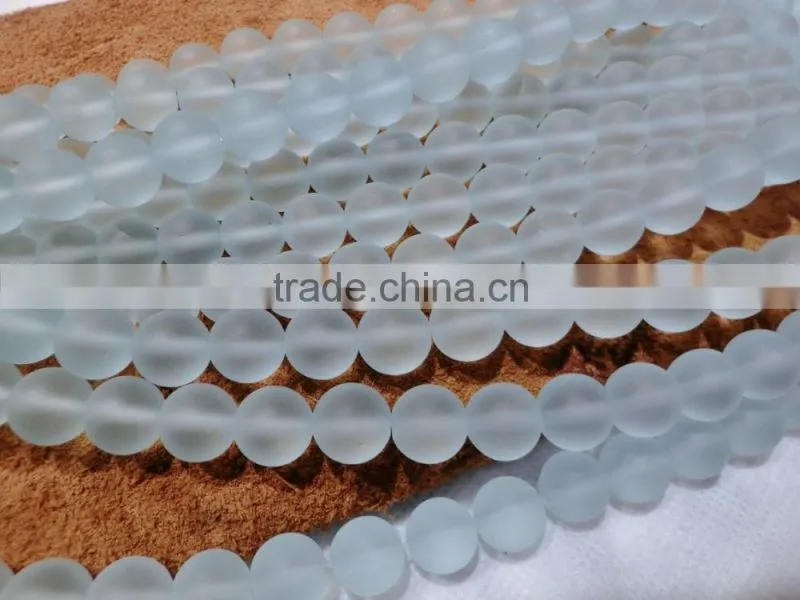 natural matte sea blue gemstone bead/4-12mm frosted glass round beads