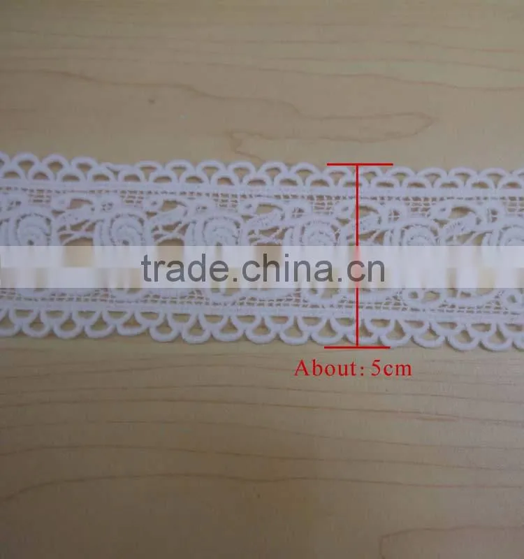 Wholesale New White Colour Embroidered Style and organic contton lace for weding dress