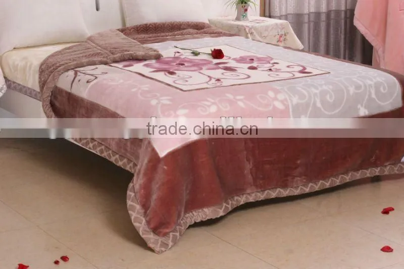 100% polyester printed and special carving raschel blanket 5kg