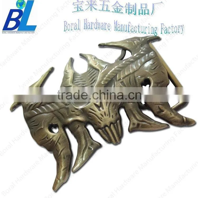 Brushed metal monster mask shaped Halloween belt buckles