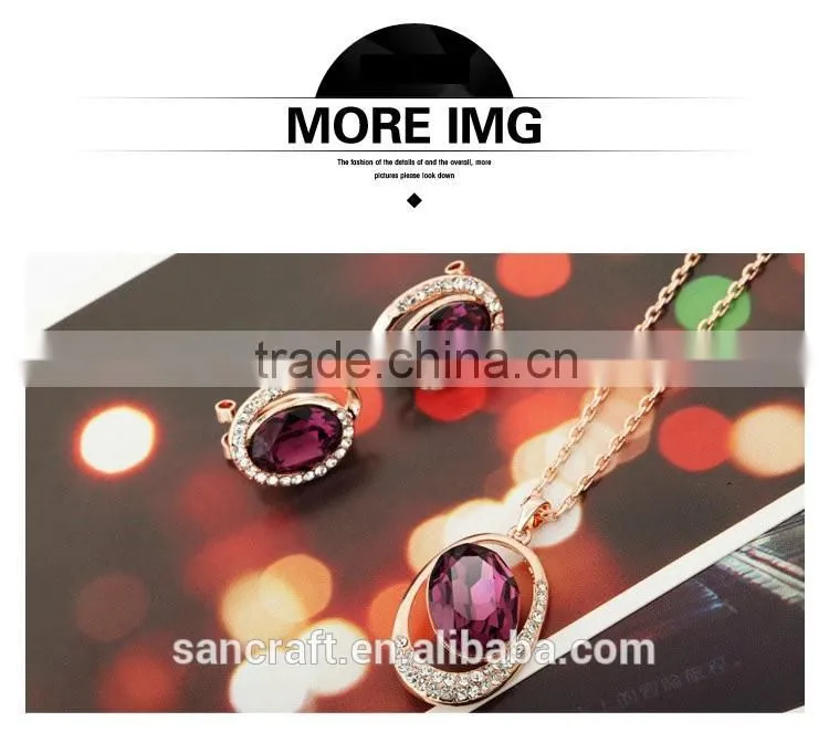 New arrival jewelry 18k gold plated necklace set with ruby Austrian crystal
