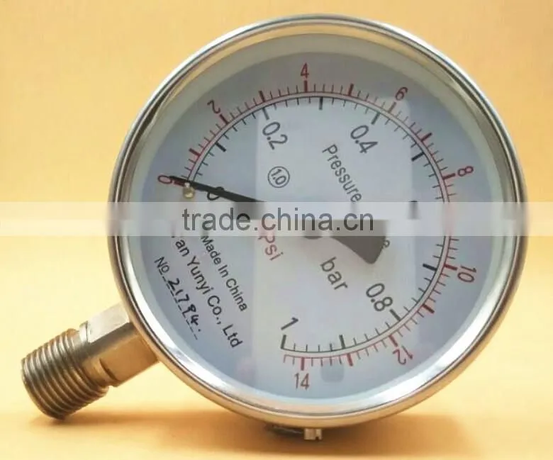 SS316 double scale pressure gauge kg and psi