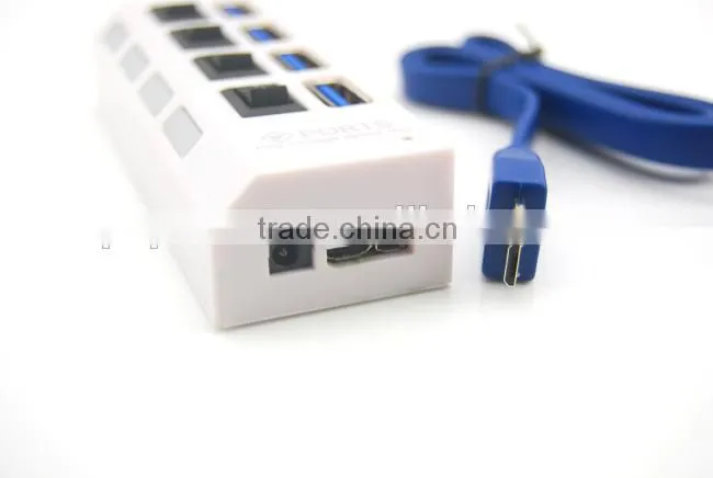 Computer 4 Ports 3.0 High Speed USB Hub with Swith Button