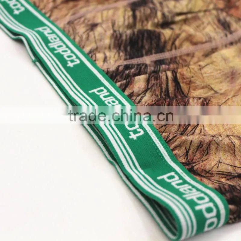 Custom digital print boxer shorts with logo in waistband mens underwear