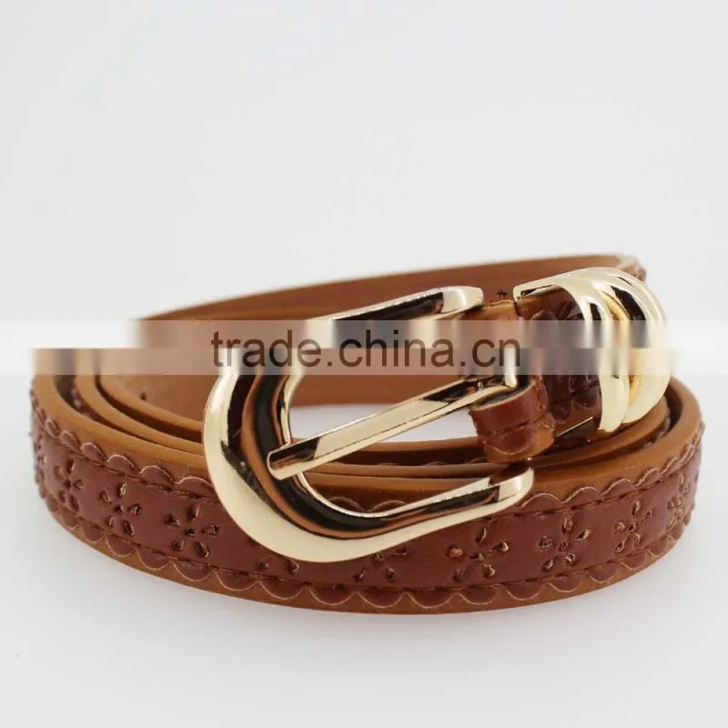 Women's casual belt with Brown PU leather in Yiwu factory waist belt for lady