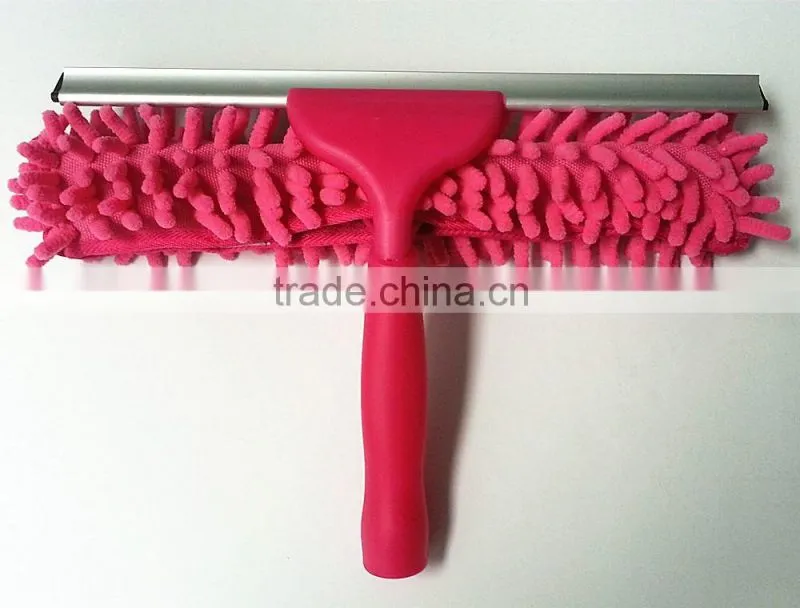 Colourful Plastic Shower Glass Wiper Telescopic Pole Cleaning Window Squeegee with Chenille Cloth