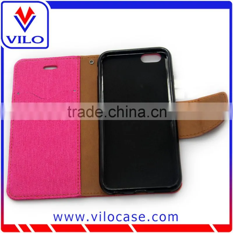 Free sample Hot Selling Design Canvas and Jeans Wallet cell phone cases For Samsung S6 manufacturer